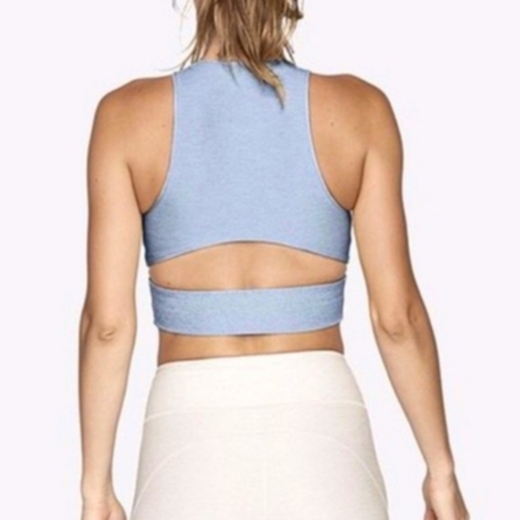 Outdoor Voices Smokey Blue Slashback Activewear Crop Top Sports Bra - Picture 3 of 7